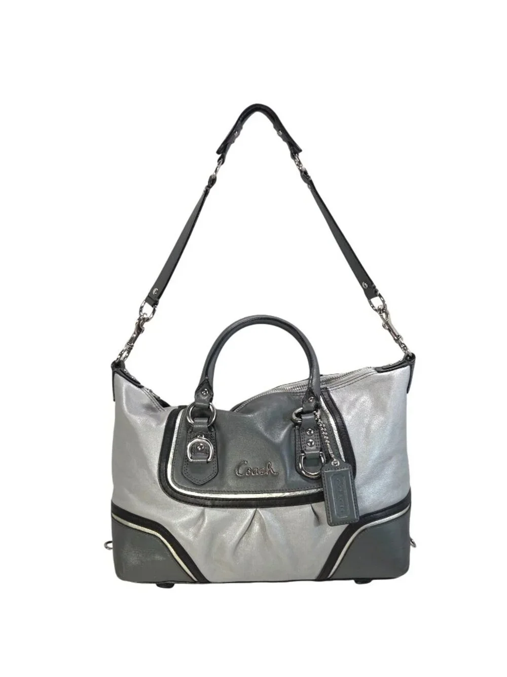 Coach 2012 Ashley Spectator 2-Way Gray Leather Satchel Bag Purse F17455